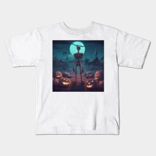 lonely skeleton during halloween Kids T-Shirt
